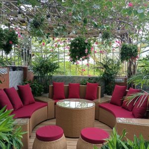 Bộ Bàn Ghế Cafe Trứng Giả Mây - BGCVP02