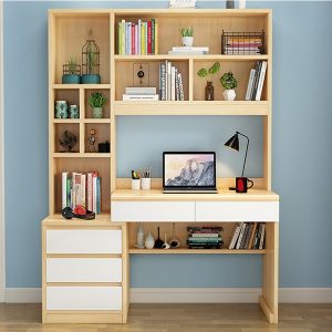 Bàn học liền giá sách