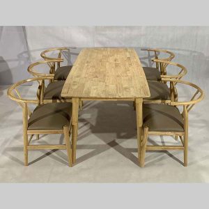 Bộ Bàn Ăn 6 Ghế Wisbone Gỗ Cao Su - BGAVP13