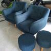 Ghế sofa đơn nỉ màu xanh